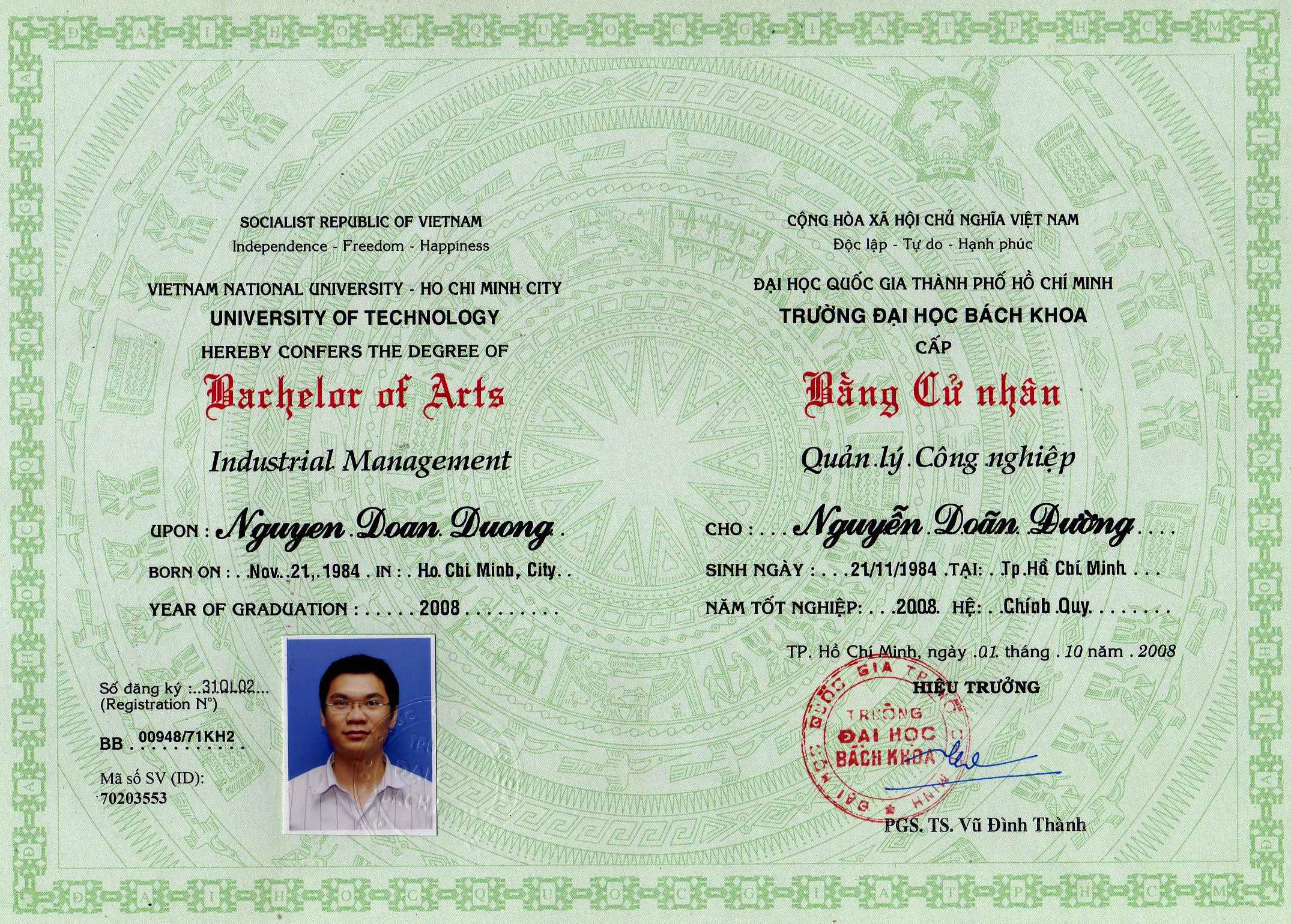 Bang Cu Nhan Dai Hoc Bach Khoa